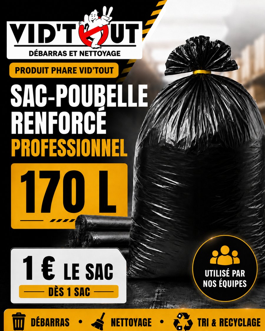 Sac-poubelle renforcé professionnel 170 L VID'TOUT